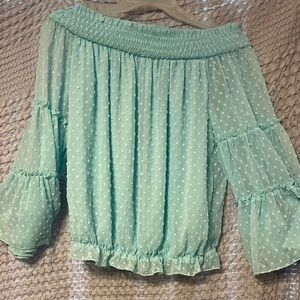 Mint Green Off-Shoulder Women's Top